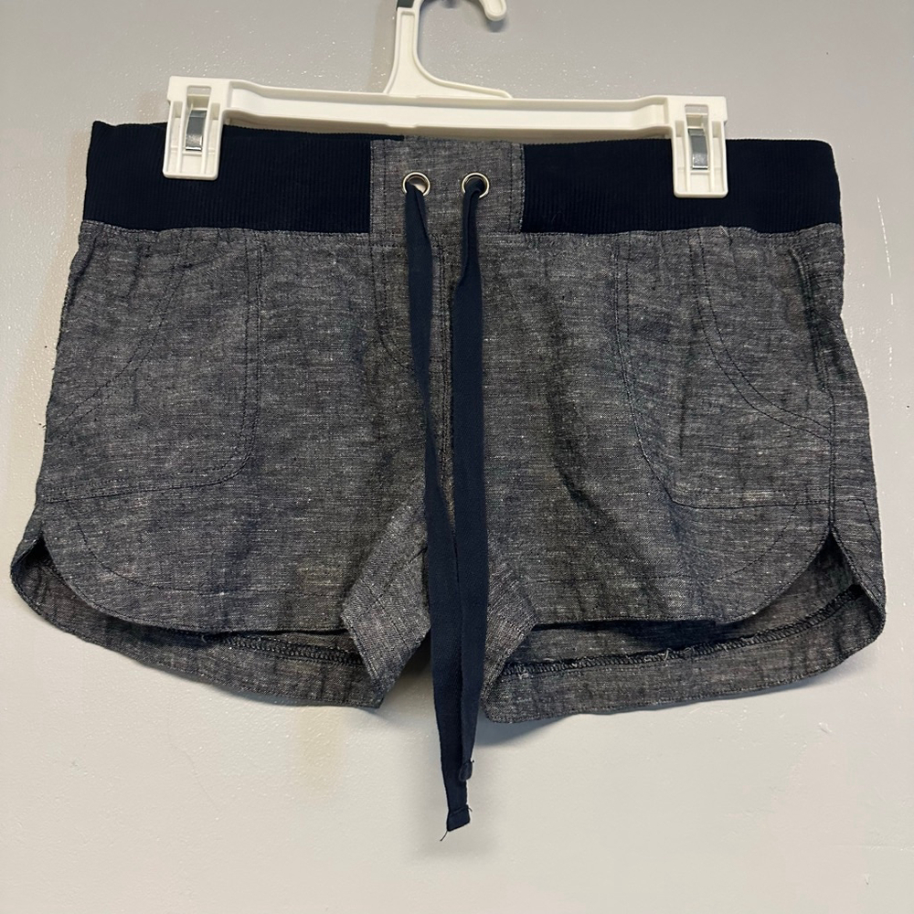 Women's Derek Heart Blue Navy Linen Blend Shorts size medium drawstring pull on